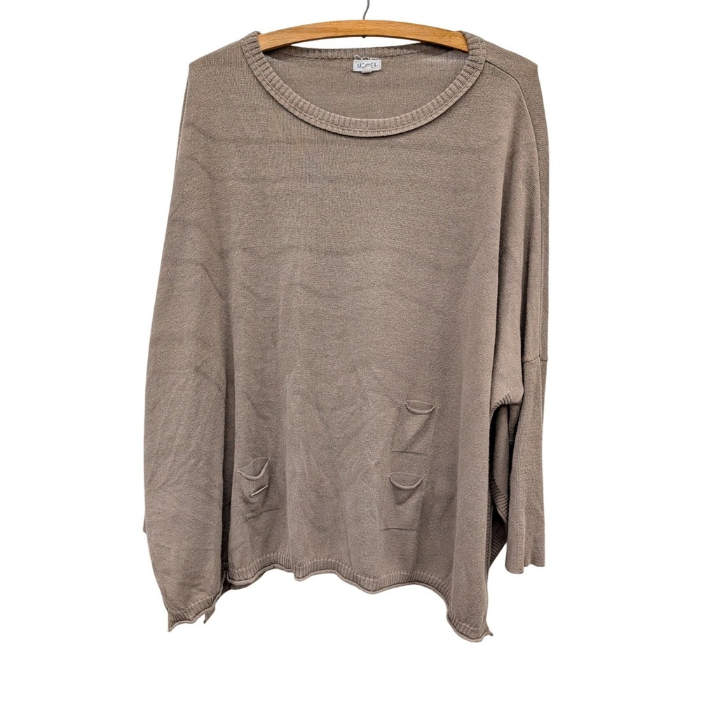 Mersea Catalina Sweater Hazelnut Brown Crew Neck Oversized Pocket Pullover- OS - Picture 2 of 7